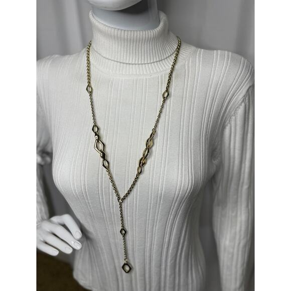 Chico's long necklace gold tone y-drop y drop signed costume jewelry - Picture 10 of 13